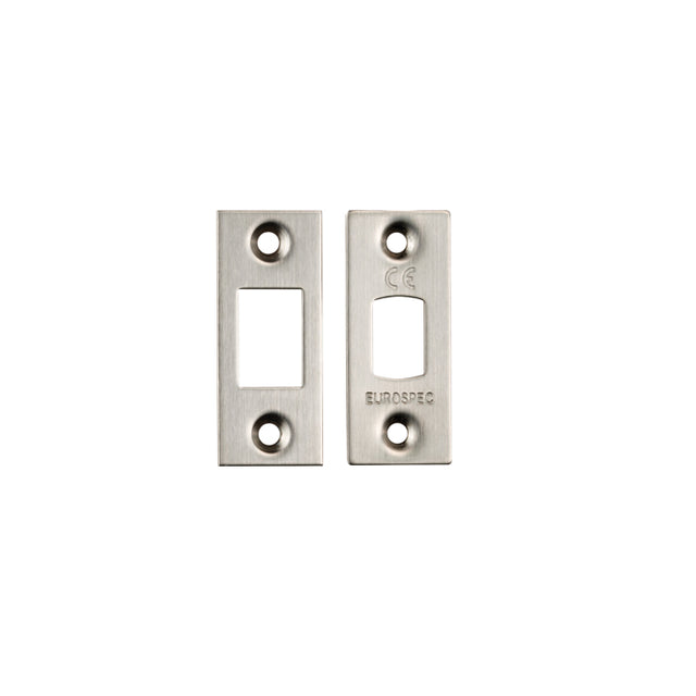 High quality image of Eurospec - Forend Strike & Fixing Pack To Suit Heavy Duty Tubular Deadbolt-Satin | Sku. fsf5010sss | Trade Door Handles.
