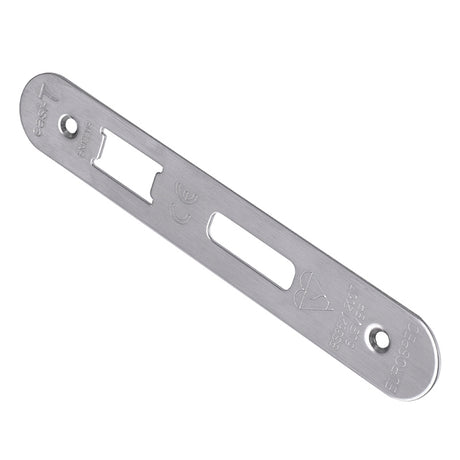 High quality image of Eurospec - Easi T Forend Strike & FIxing Pack To Suit BS 5 Lever Sashlock-Satin | Sku. fsf5013sss-r | Trade Door Handles.