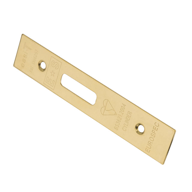 High quality image of Eurospec - Easi T Forend Strike & Fixing Pack To Suit Euro Profile BS Cylinder D | Sku. fsf5019pvd | Trade Door Handles.