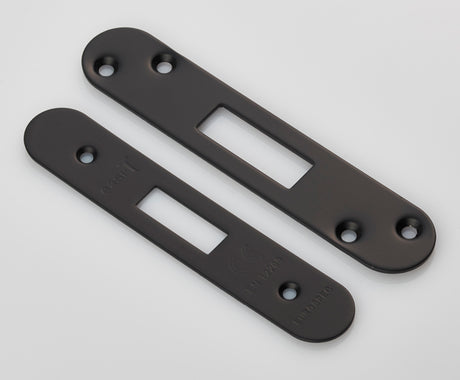 High quality image of Eurospec - Forend Strike & Fixing Pack to suit Architectural Deadlocks (EDS/LDS) - Matt Black | Sku. fsf5007mb-r | Trade Door Handles.