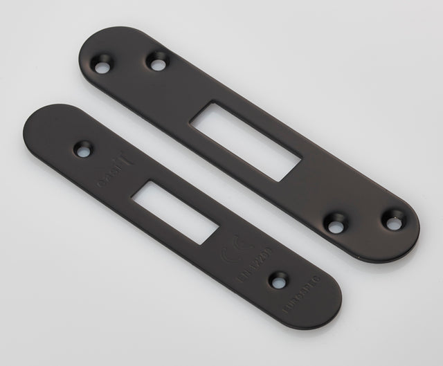 High quality image of Eurospec - Forend Strike & Fixing Pack to suit Architectural Deadlocks (EDS/LDS) - Matt Black | Sku. fsf5007mb-r | Trade Door Handles.