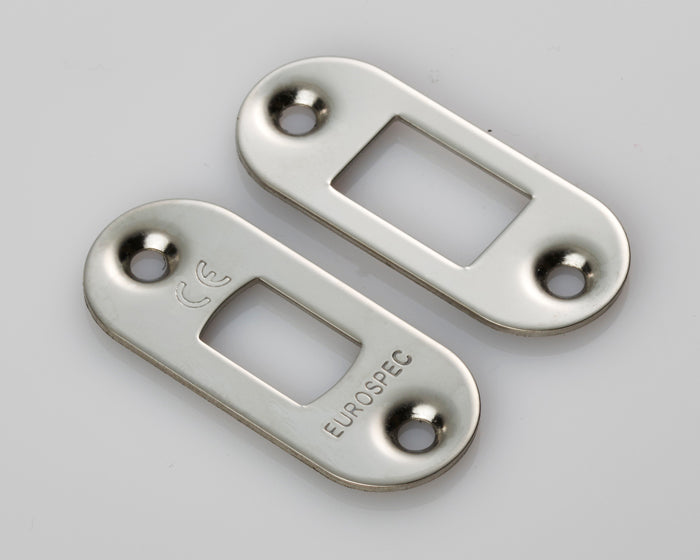 High quality image of Eurospec - Forend Strike & Fixing Pack To Suit Heavy Duty Tubular Deadbolt-Brigh | Sku. fsf5010bss-r | Trade Door Handles.