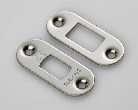 High quality image of Eurospec - Forend Strike & Fixing Pack To Suit Heavy Duty Tubular Deadbolt-Brigh | Sku. fsf5010bss-r | Trade Door Handles.