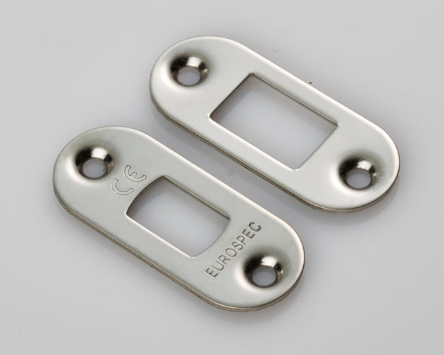 High quality image of Eurospec - Forend Strike & Fixing Pack To Suit Heavy Duty Tubular Deadbolt-Brigh | Sku. fsf5010bss-r | Trade Door Handles.