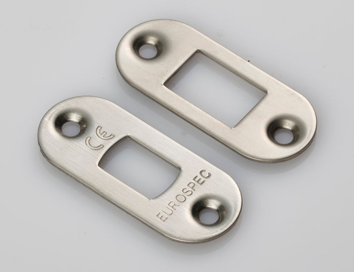 High quality image of Eurospec - Forend Strike & Fixing Pack to suit Heavy Duty Tubular Deadbolt Radius - Satin Brass | Sku. fsf5010sb-r | Trade Door Handles.