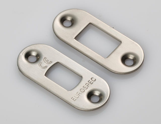 High quality image of Eurospec - Forend Strike & Fixing Pack to suit Heavy Duty Tubular Deadbolt Radius - Satin Brass | Sku. fsf5010sb-r | Trade Door Handles.
