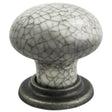High quality image of FTD - Porcelain Mushroom Pattern Knob 35mm - Antique Steel Midnight Blue Crackle | Sku. ftd630aasmc | Trade Door Handles.