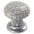 High quality image of FTD - Porcelain Mushroom Pattern Knob 35mm - Polished Chrome/Midnight Blue Crack | Sku. ftd630acpmc | Trade Door Handles.