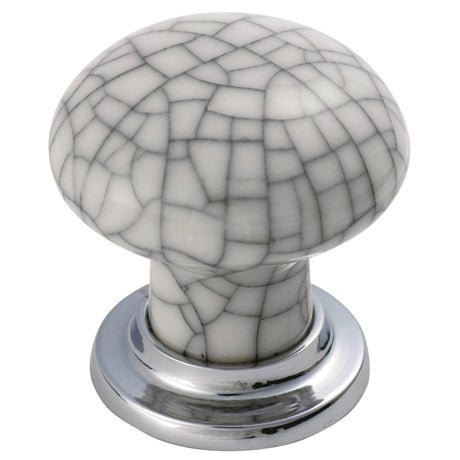 High quality image of FTD - Porcelain Mushroom Pattern Knob 35mm - Polished Chrome/Midnight Blue Crack | Sku. ftd630acpmc | Trade Door Handles.