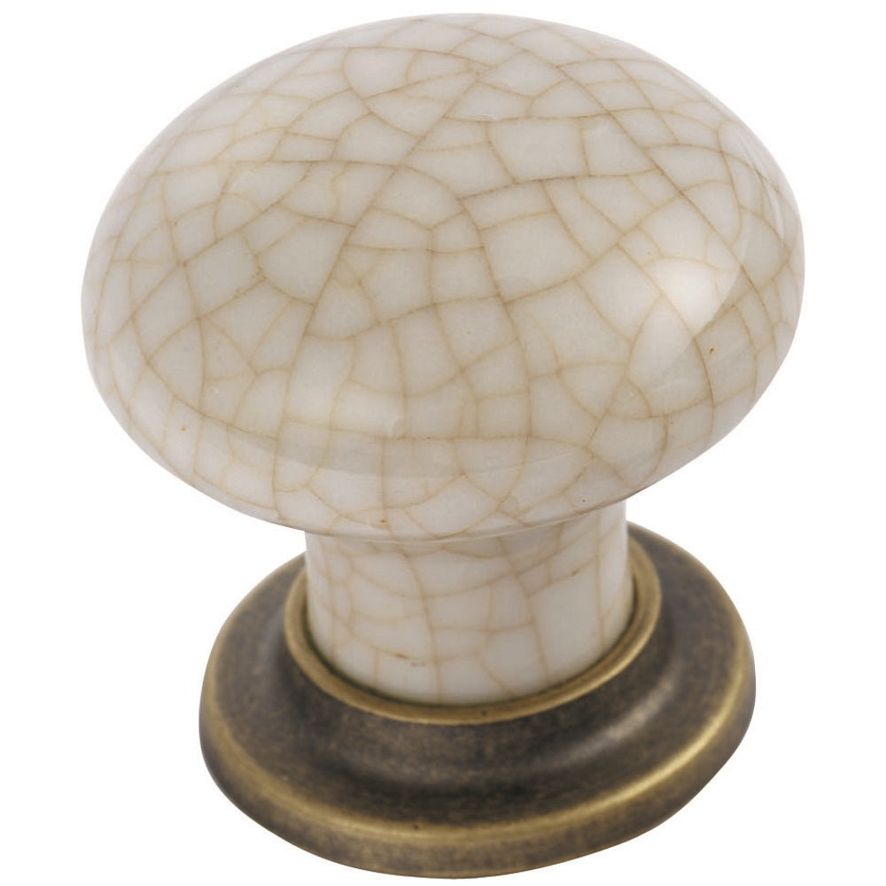 High quality image of FTD - Porcelain Mushroom Pattern Knob 35mm - Florentine Bronze/Ivory Crackle Gla | Sku. ftd630afbic | Trade Door Handles.