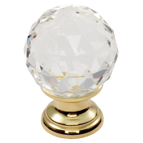 High quality image of FTD - Clear Faceted Knob 35mm - Clear Translucent Brass | Sku. ftd670cctb | Trade Door Handles.