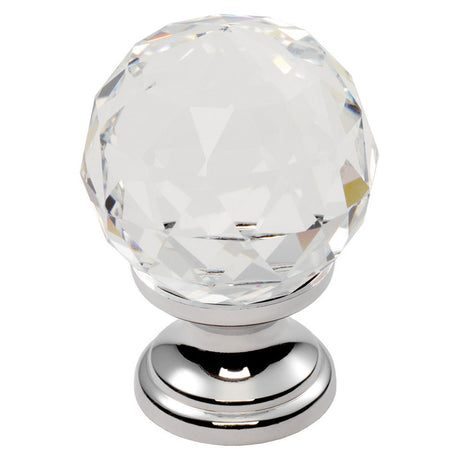 High quality image of FTD - Clear Faceted Knob 35mm - Clear Translucent Chrome | Sku. ftd670cctc | Trade Door Handles.