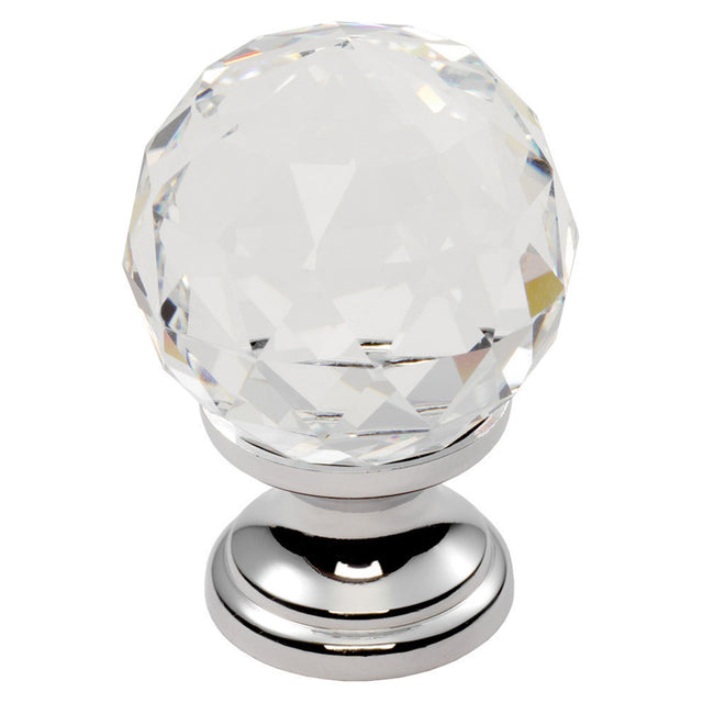 High quality image of FTD - Clear Faceted Knob 40mm - Clear Translucent Chrome | Sku. ftd670dctc | Trade Door Handles.