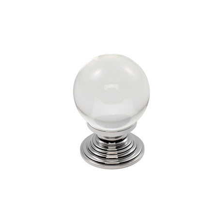 High quality image of FTD - Clear Ball Knob 27mm - Clear Translucent Chrome | Sku. ftd690actc | Trade Door Handles.
