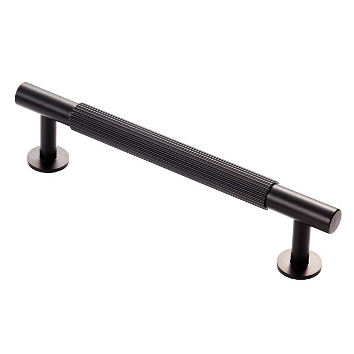 High quality image of Carlisle Brass - Lines Pull Handle 128mm c/c - Matt Black | Sku. ftd710bmb | Trade Door Handles.