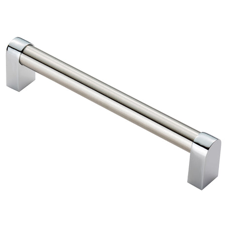 High quality image of FTD - Bauhaus Handle 160mm - Satin Nickel/Polished Chrome | Sku. ftd485csncp | Trade Door Handles.
