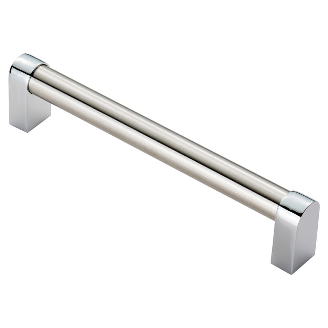 High quality image of FTD - Bauhaus Handle 160mm - Satin Nickel/Polished Chrome | Sku. ftd485csncp | Trade Door Handles.