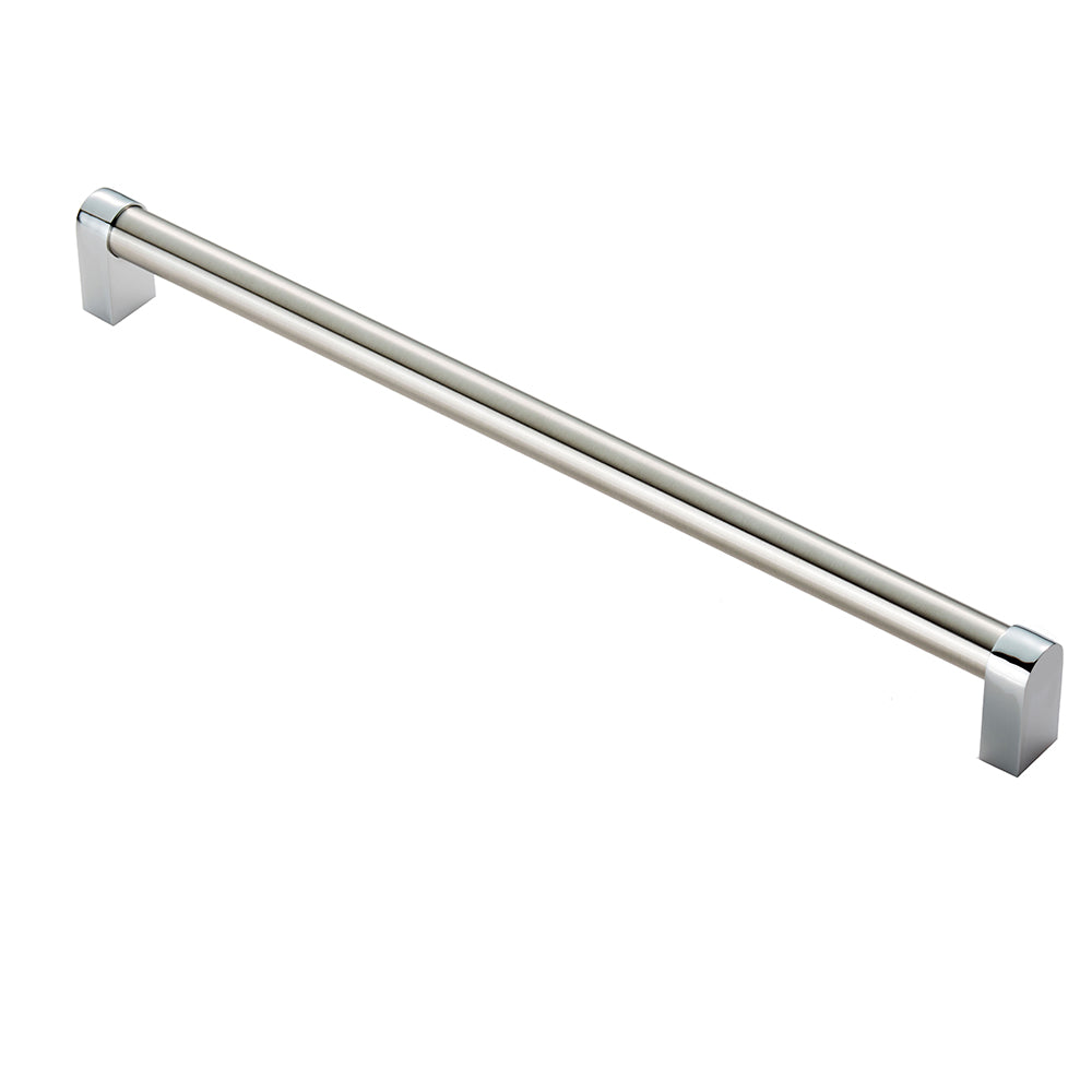 High quality image of FTD - Bauhaus Handle 320mm - Satin Nickel/Polished Chrome | Sku. ftd485fsncp | Trade Door Handles.