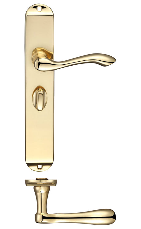 Fulton & Bray Door Furniture Brass Fulton & Bray - Arundel Lever Bathroom (57mm c/c) Furniture - Long Plate 245 x 42mm