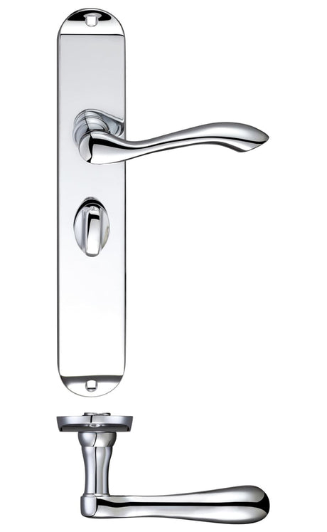 Fulton & Bray Door Furniture Chrome Fulton & Bray - Arundel Lever Bathroom (57mm c/c) Furniture - Long Plate 245 x 42mm