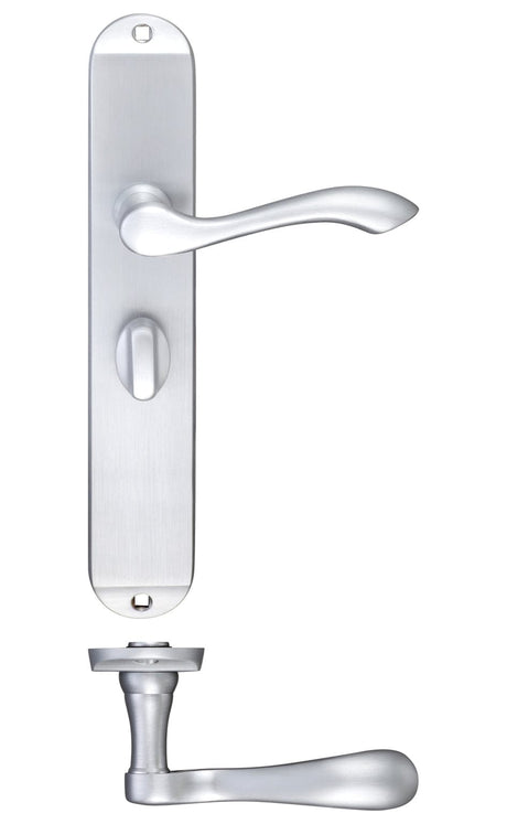 Fulton & Bray Door Furniture Satin Fulton & Bray - Arundel Lever Bathroom (57mm c/c) Furniture - Long Plate 245 x 42mm
