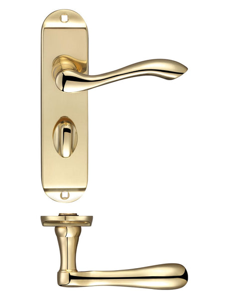 Fulton & Bray Door Furniture Brass Fulton & Bray - Arundel Lever Bathroom (57mm c/c) Furniture - Short Plate 175 x 42mm