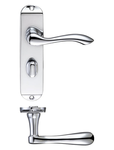 Fulton & Bray Door Furniture Chrome Fulton & Bray - Arundel Lever Bathroom (57mm c/c) Furniture - Short Plate 175 x 42mm