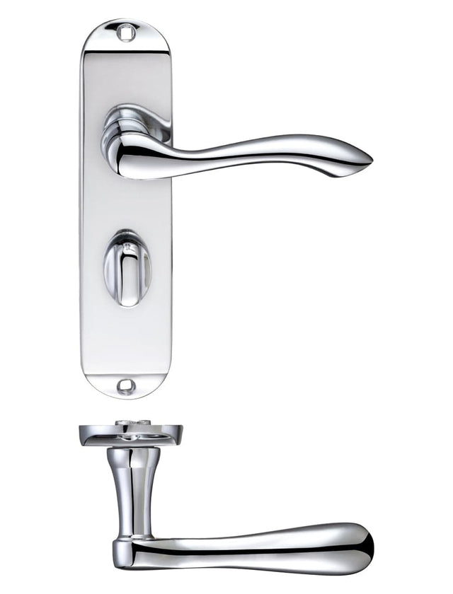 Fulton & Bray Door Furniture Chrome Fulton & Bray - Arundel Lever Bathroom (57mm c/c) Furniture - Short Plate 175 x 42mm