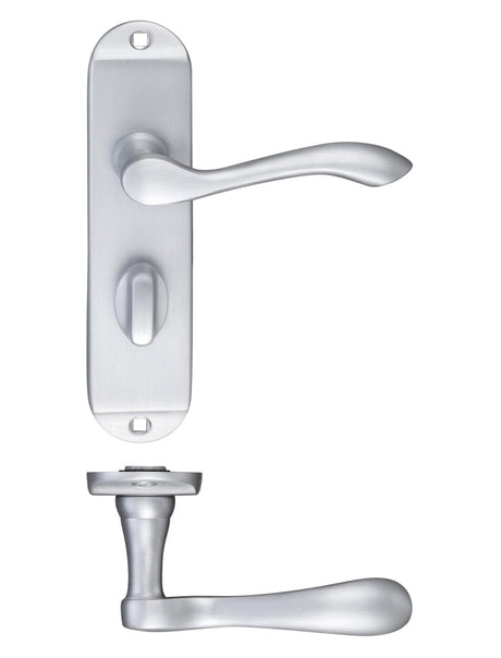 Fulton & Bray Door Furniture Satin Fulton & Bray - Arundel Lever Bathroom (57mm c/c) Furniture - Short Plate 175 x 42mm