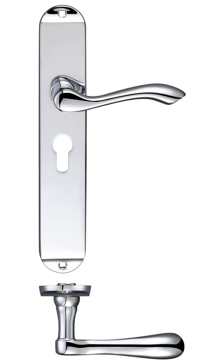 Fulton & Bray Door Furniture Chrome Fulton & Bray - Arundel Lever Euro Lock (47.5mm c/c) Furniture - Long Plate 245 x 42mm