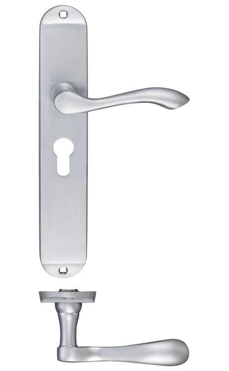 Fulton & Bray Door Furniture Satin Fulton & Bray - Arundel Lever Euro Lock (47.5mm c/c) Furniture - Long Plate 245 x 42mm