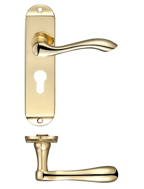 Fulton & Bray Door Furniture Brass Fulton & Bray - Arundel Lever Euro Lock (47.5mm c/c) Furniture - Short Plate 175 x 42mm