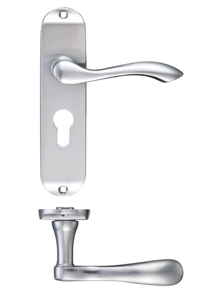 Fulton & Bray Door Furniture Satin Fulton & Bray - Arundel Lever Euro Lock (47.5mm c/c) Furniture - Short Plate 175 x 42mm