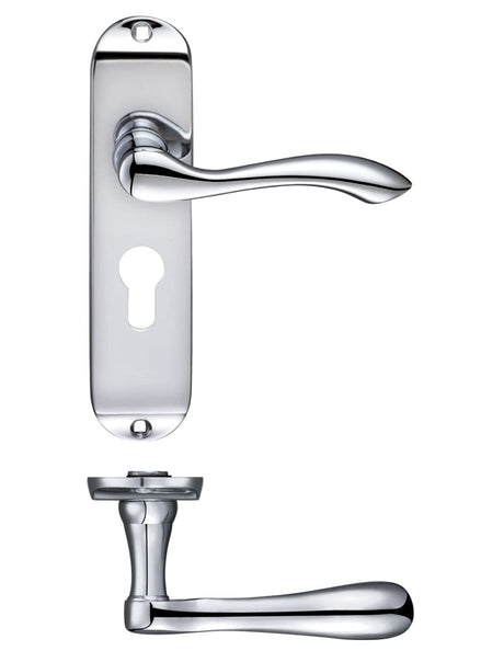 Fulton & Bray Door Furniture Chrome Fulton & Bray - Arundel Lever Euro Lock (47.5mm) Furniture - Short Plate 175 x 42mm