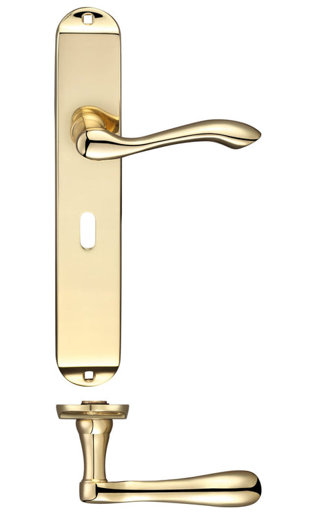 Fulton & Bray Door Furniture Brass Fulton & Bray - Arundel Lever Lock (57mm c/c) Furniture - Long Plate 245 x 42mm