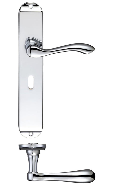 Fulton & Bray Door Furniture Chrome Fulton & Bray - Arundel Lever Lock (57mm c/c) Furniture - Long Plate 245 x 42mm