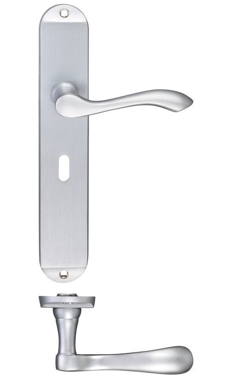 Fulton & Bray Door Furniture Satin Fulton & Bray - Arundel Lever Lock (57mm c/c) Furniture - Long Plate 245 x 42mm