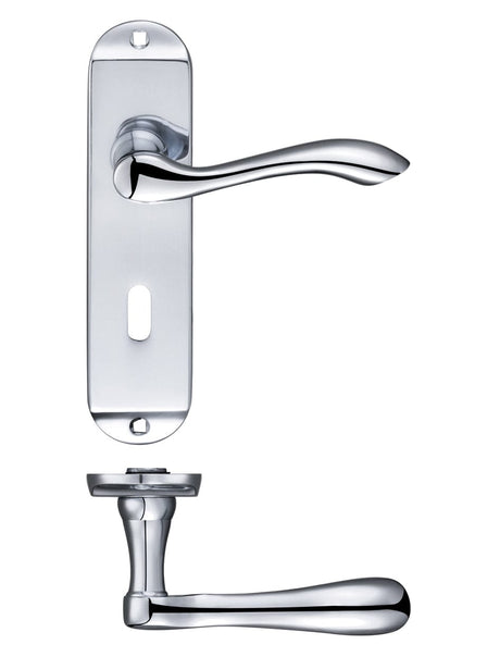 Fulton & Bray Door Furniture Chrome Fulton & Bray - Arundel Lever Lock (57mm c/c) Furniture - Short Plate 175 x 42mm