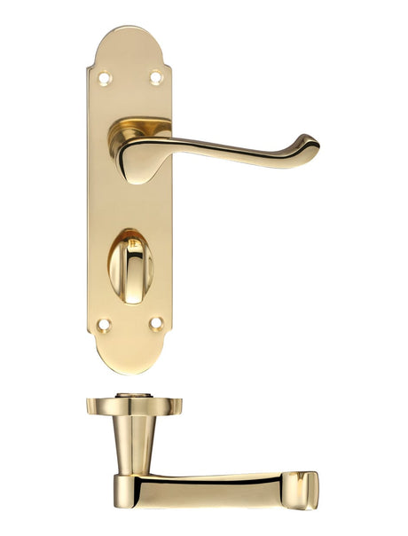 Fulton & Bray Door Furniture Brass Fulton & Bray - Oxford Lever Bathroom (57mm c/c) Furniture 170 x 42mm