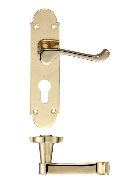 Fulton & Bray Door Furniture Brass Fulton & Bray - Oxford Lever Euro Lock (47.5mm c/c) Furniture 170 x 42mm