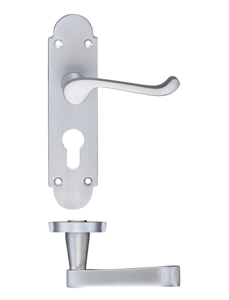 Fulton & Bray Door Furniture Satin Fulton & Bray - Oxford Lever Euro Lock (47.5mm c/c) Furniture 170 x 42mm