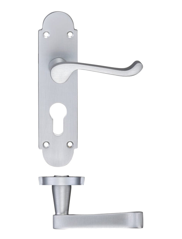 Fulton & Bray Door Furniture Satin Fulton & Bray - Oxford Lever Euro Lock (47.5mm c/c) Furniture 170 x 42mm