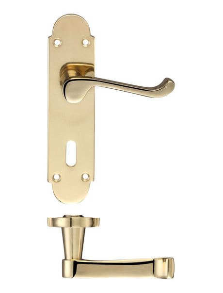 Fulton & Bray Door Furniture Brass Fulton & Bray - Oxford Lever Lock (57mm c/c) Furniture 170 x 42mm