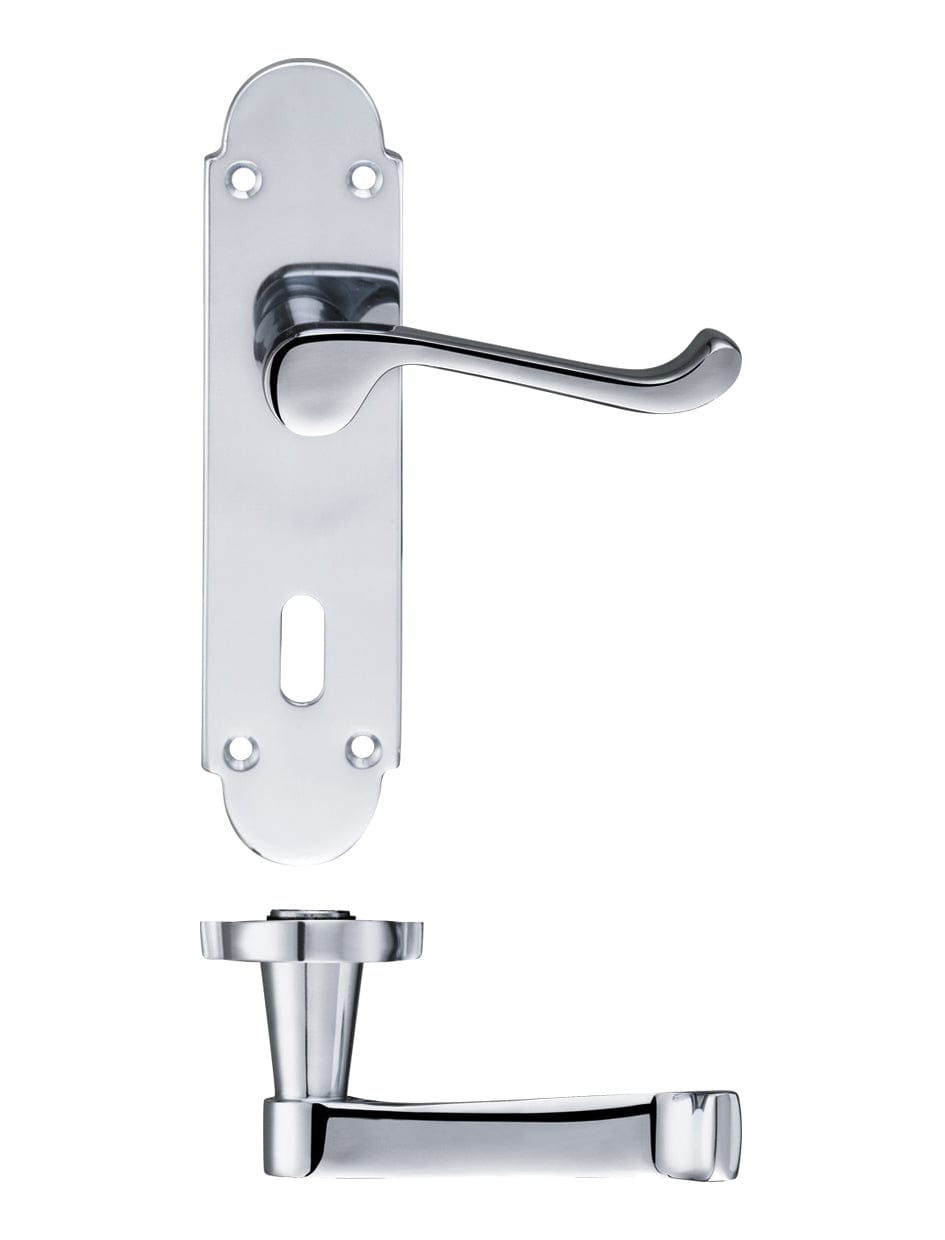 Fulton & Bray Door Furniture Chrome Fulton & Bray - Oxford Lever Lock (57mm c/c) Furniture 170 x 42mm