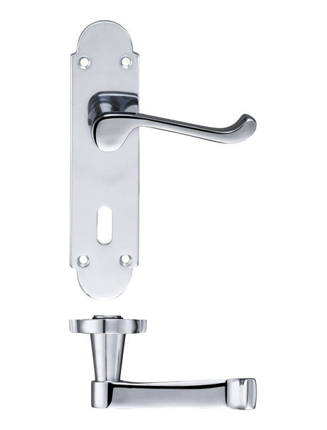 Fulton & Bray Door Furniture Chrome Fulton & Bray - Oxford Lever Lock (57mm c/c) Furniture 170 x 42mm
