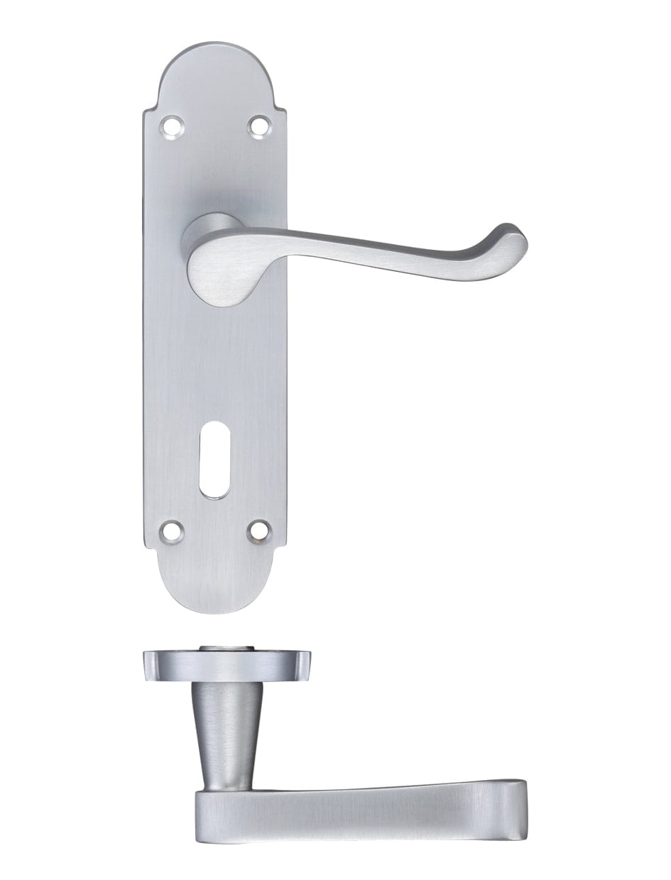 Fulton & Bray Door Furniture Satin Fulton & Bray - Oxford Lever Lock (57mm c/c) Furniture 170 x 42mm