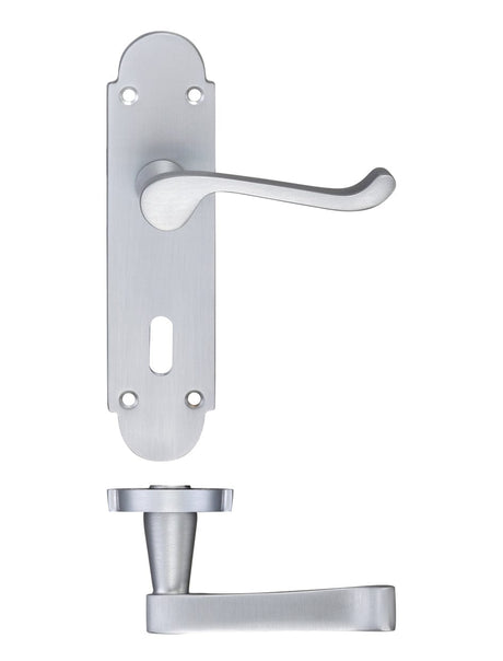 Fulton & Bray Door Furniture Satin Fulton & Bray - Oxford Lever Lock (57mm c/c) Furniture 170 x 42mm