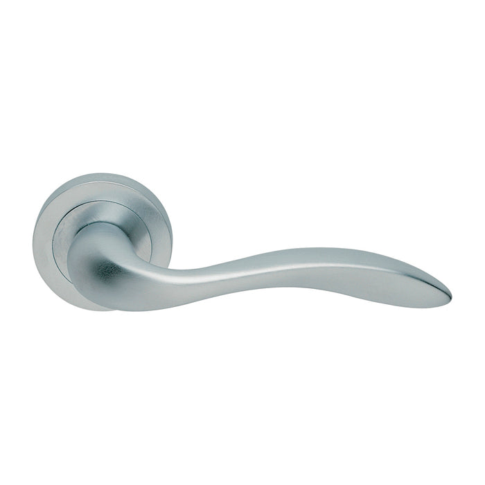 High quality image of Manital - Giava Lever on Round Rose - Satin Chrome | Sku. gi5sc | Trade Door Handles.