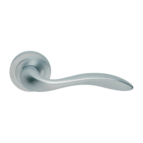 High quality image of Manital - Giava Lever on Round Rose - Satin Chrome | Sku. gi5sc | Trade Door Handles.