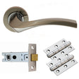 High quality image of Carlisle Brass - Sines Lever on Rose Latch Pack - Satin Nickel / Polished Chrome | Sku. gk008sncp-intb | Trade Door Handles.